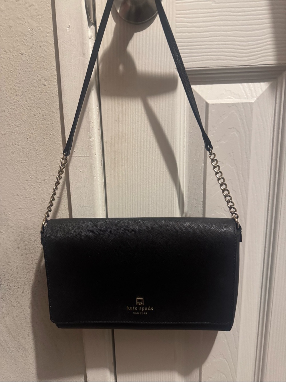 kate spade Black Saffiano Chain Shoulder Bag